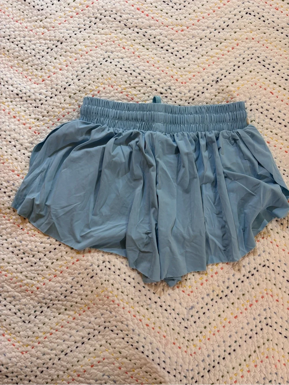 Girls' Light Blue Layered Ruffle Drawstring Shorts